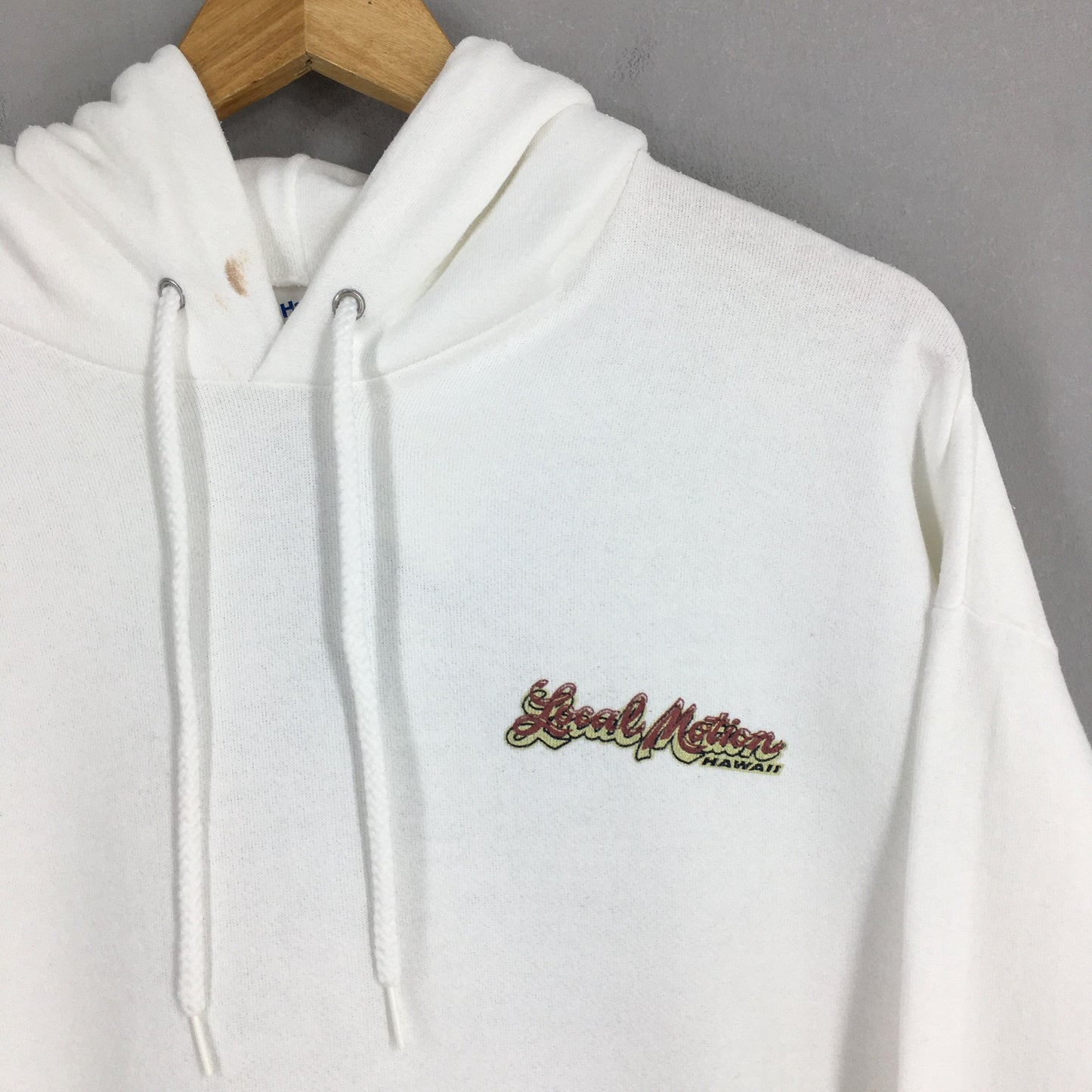 Local Motion White Hoodie Sweatshirt Medium