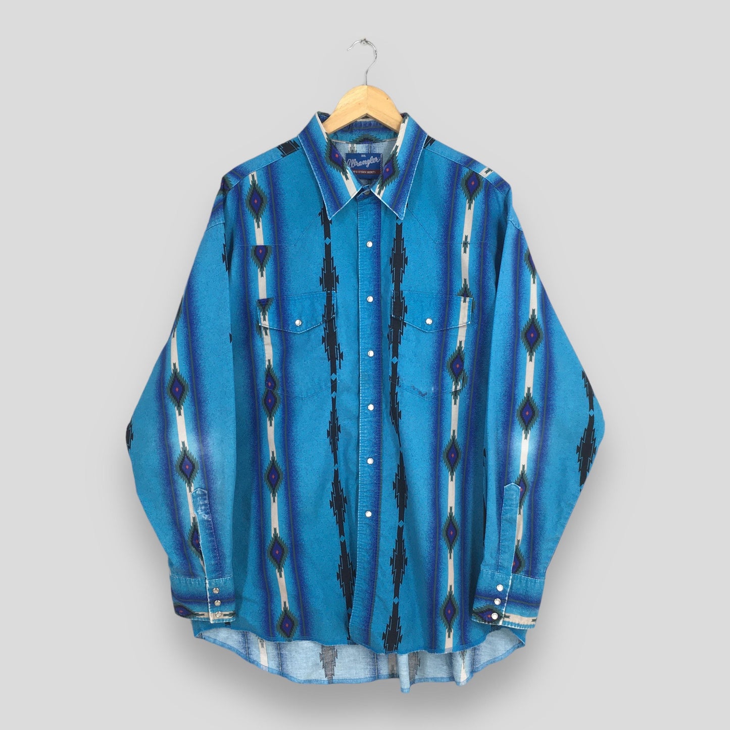 Wrangler Aztec Navajo Brushpopper Blue Shirt 2XLarge