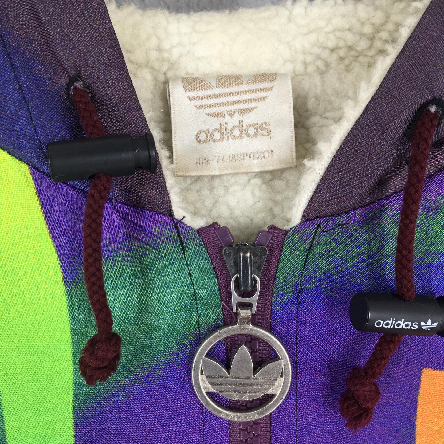 90s Adidas Trefoil Logo Multicolor Hoodie Jacket XLarge