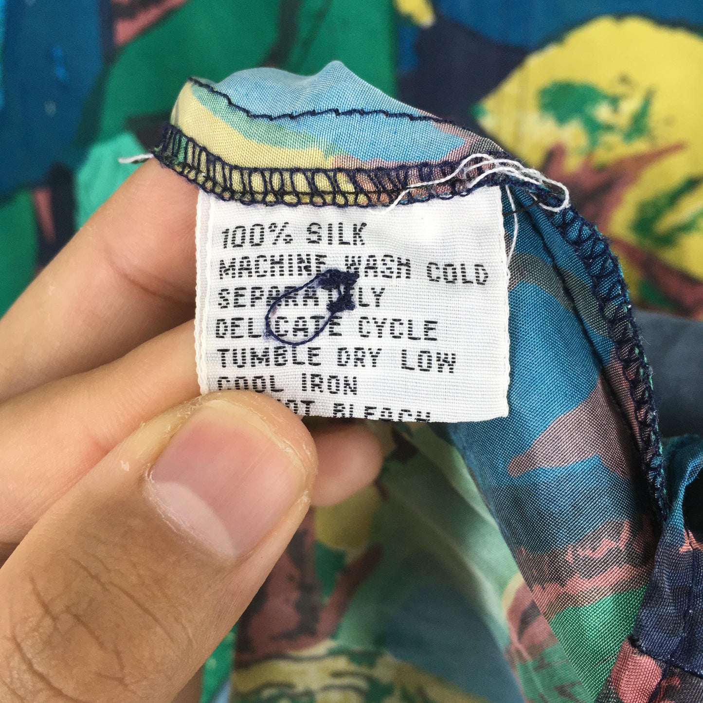 Abstract Floral Multicolor Silk Shirt Large