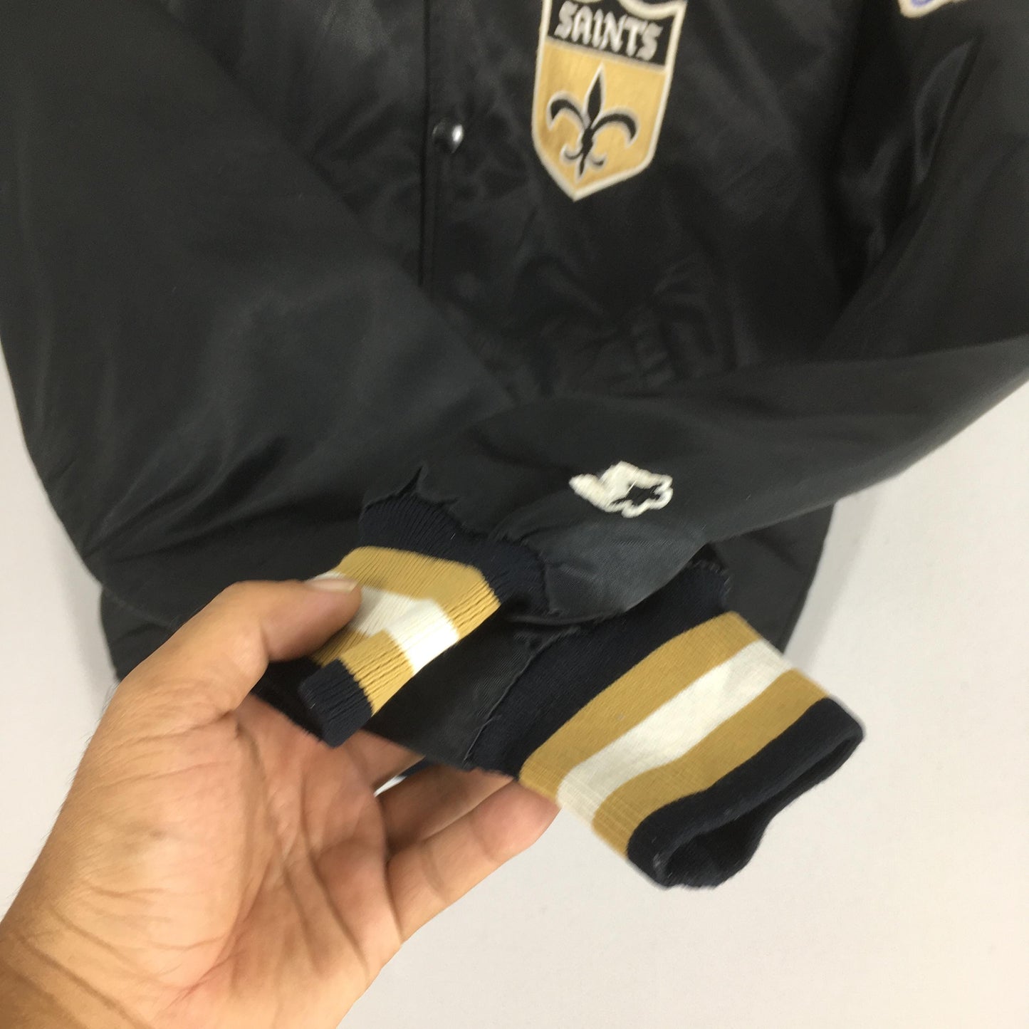 Starter New Orleans Saints NFL Black Satin Varsity Jacket Small