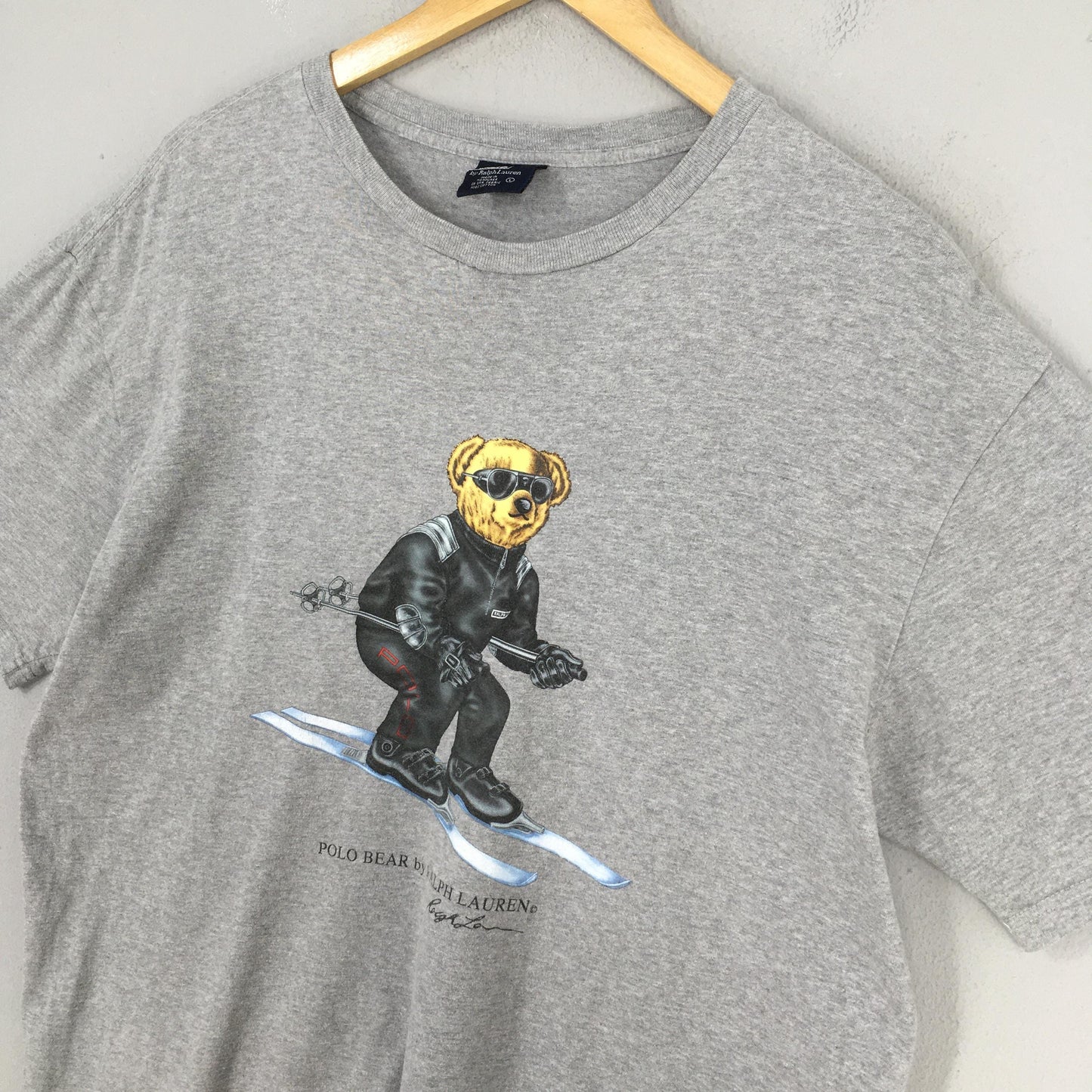 Polo Bear Ski Ralph Lauren Gray T shirt Large