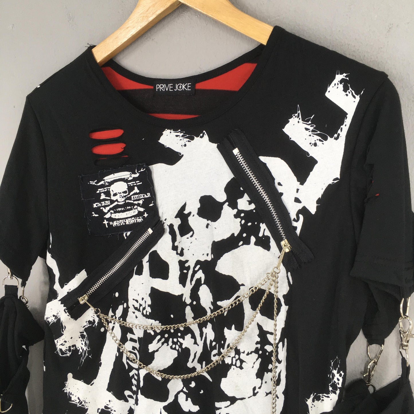 Prive Joke Japanese Streetwear Black Distressed Tshirt Medium