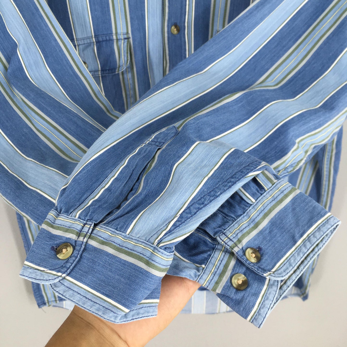 Stripes Flannel Denim Shirt 2XLarge