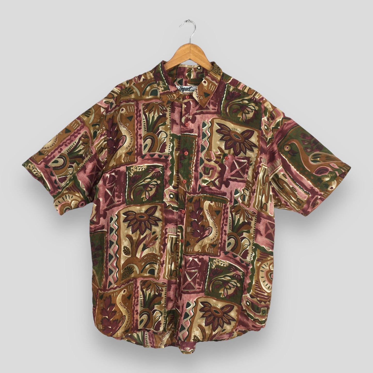 Impact Abstract Pattern Silk Shirt XLarge