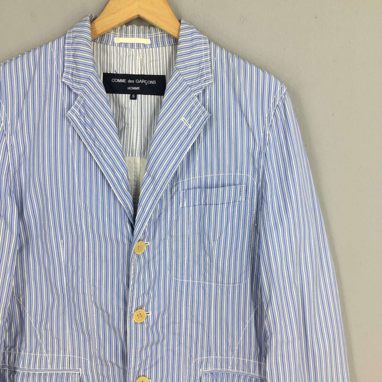 Comme Des Garcons Blue Striped Coat Blazer Small