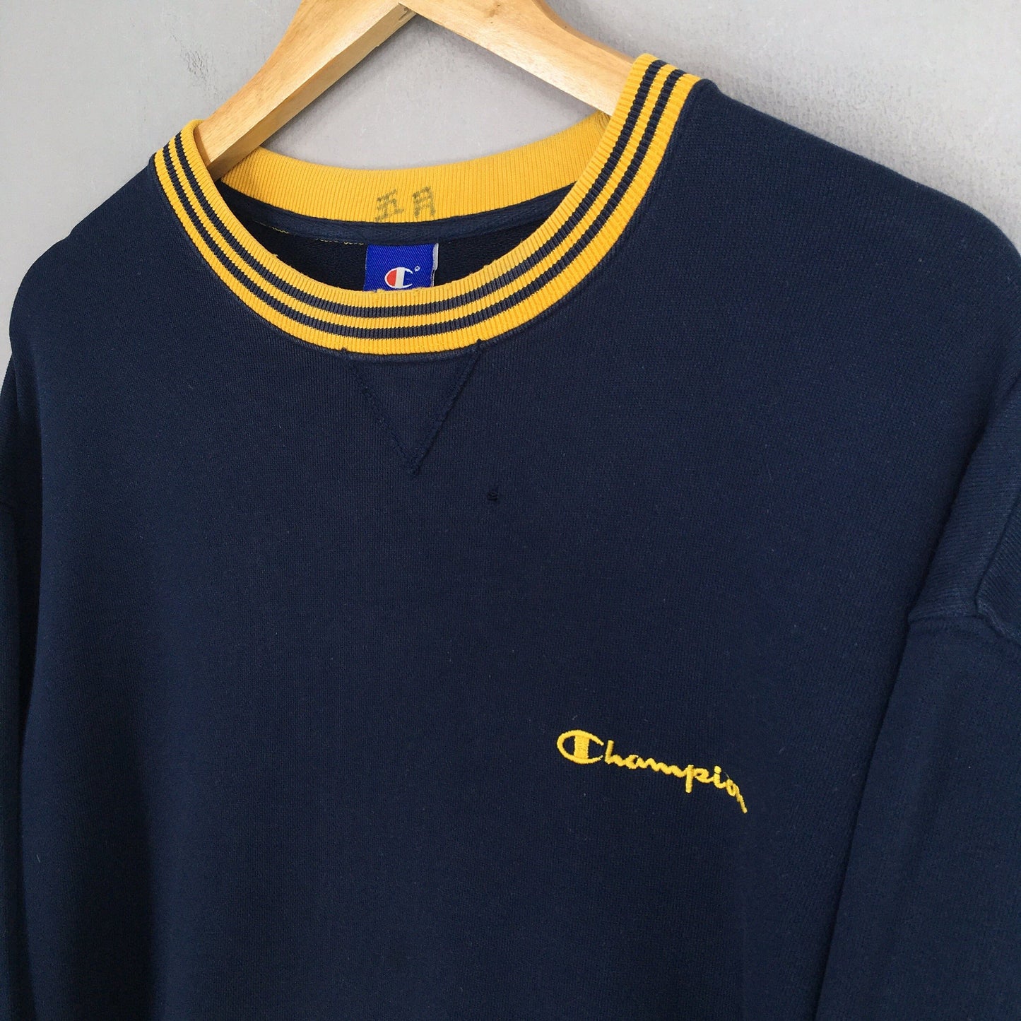 Champion Script Logo Blue Sweatshirt Large