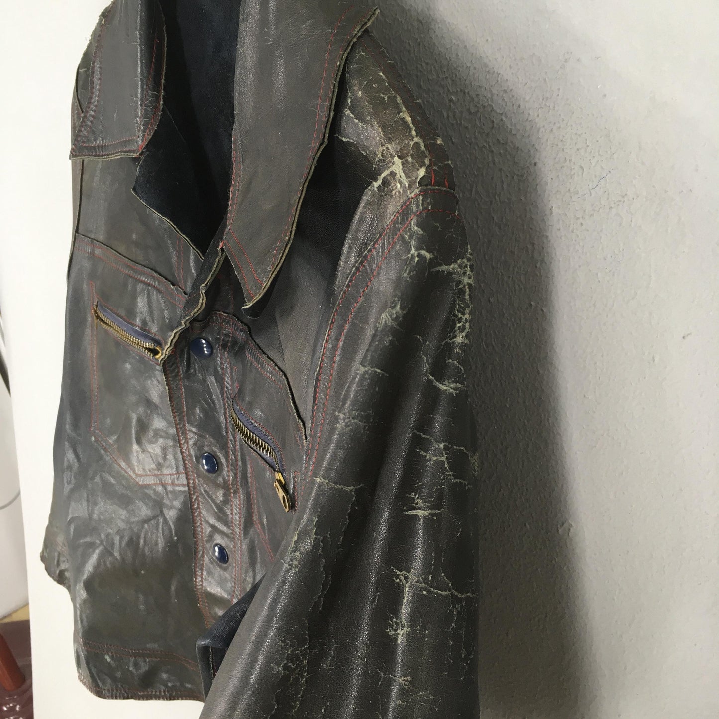 1970's Motorcycle Punk Black Suede Leather Jacket Medium