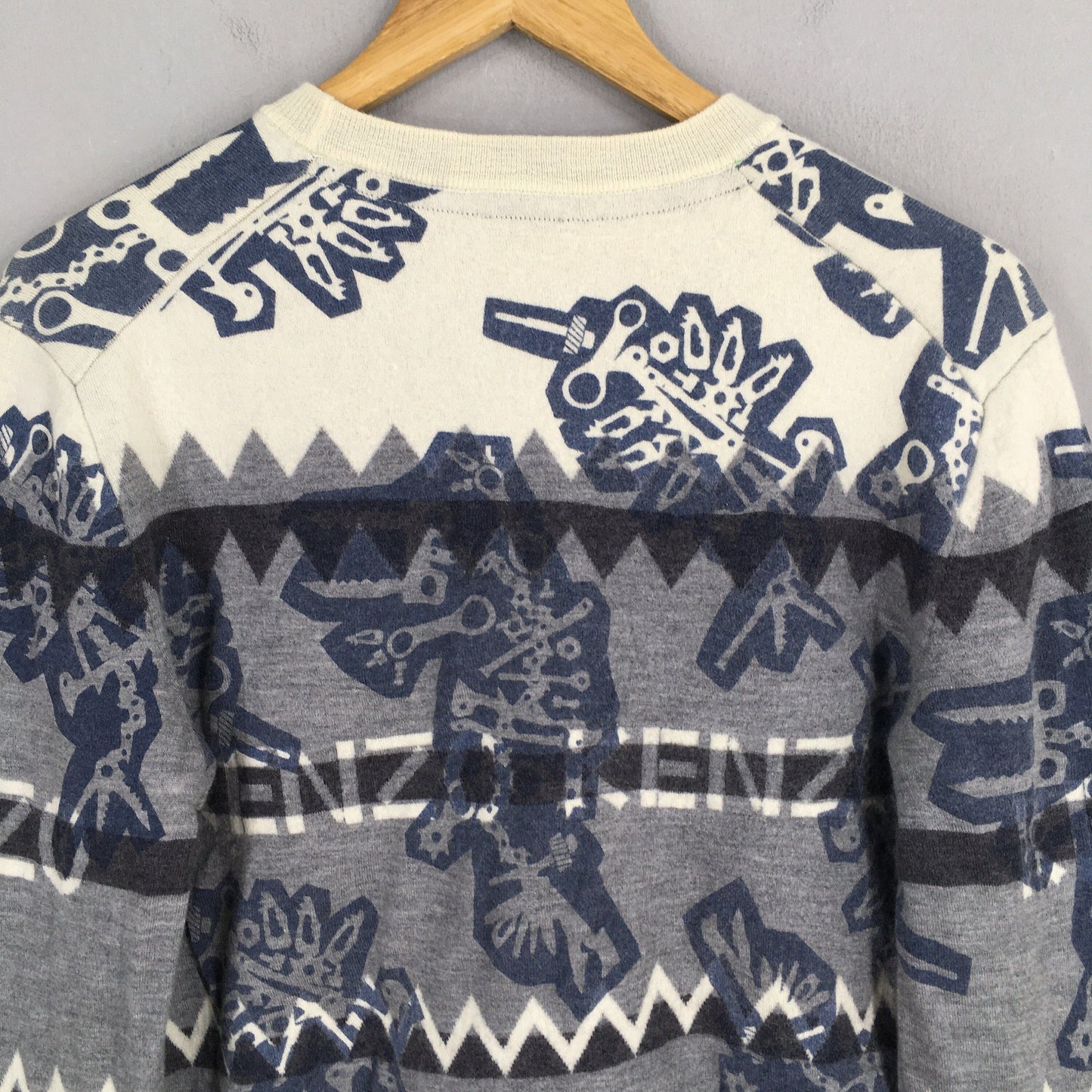 Kenzo Jeans Tribal Patterned Sweatshirt Small