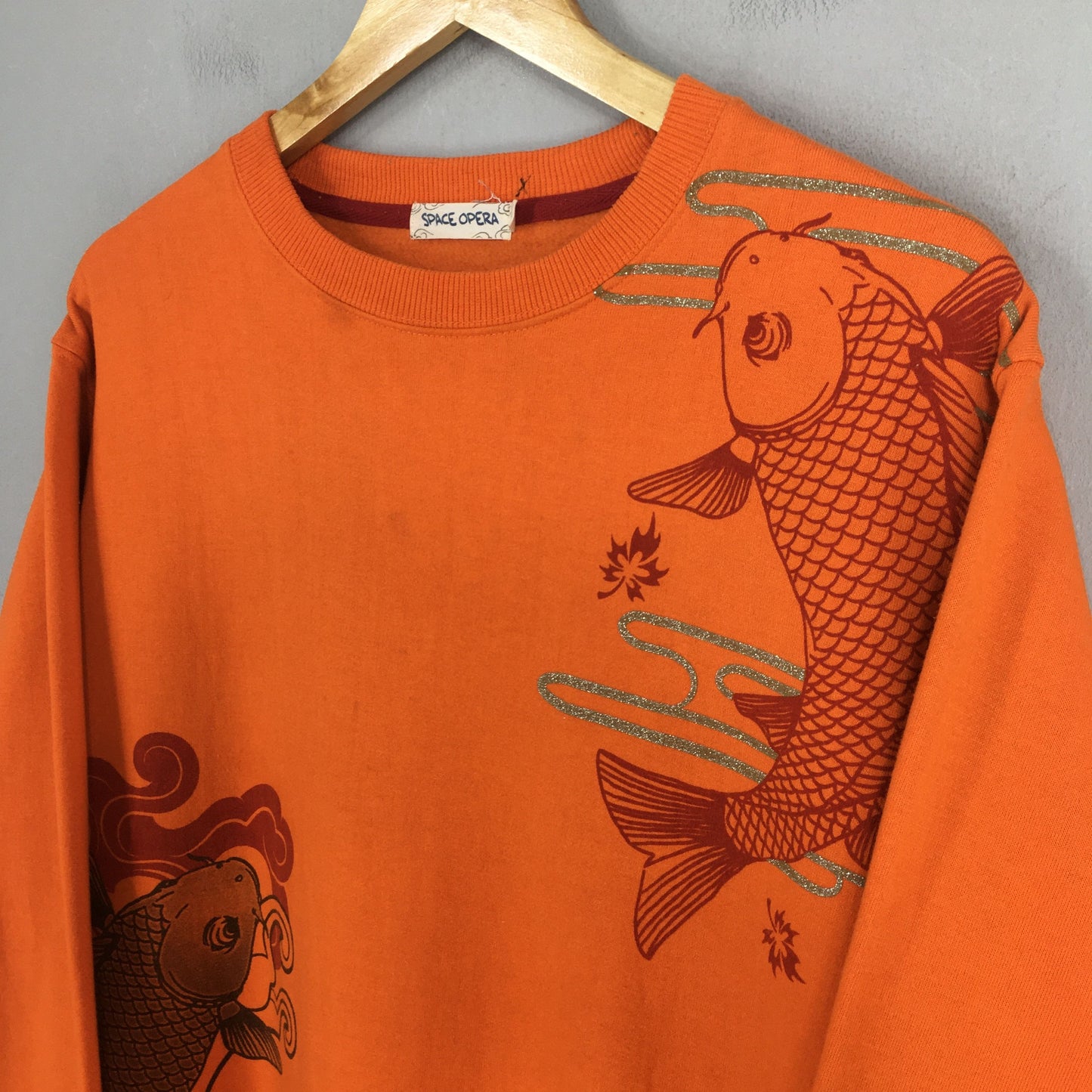 Fish Koi Sukajan Japan Orange Sweatshirt Large