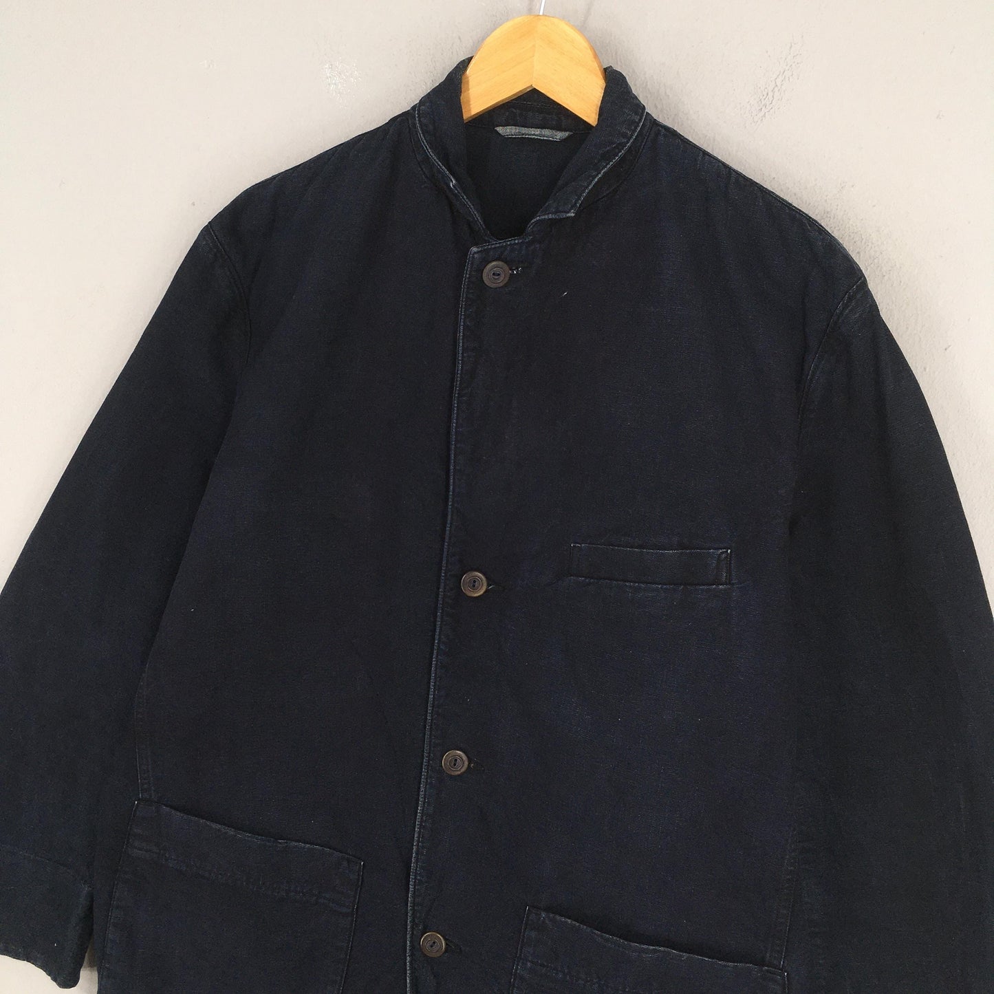 45 RPM Denim Indigo Blue Worker Twill Cotton Jacket Large
