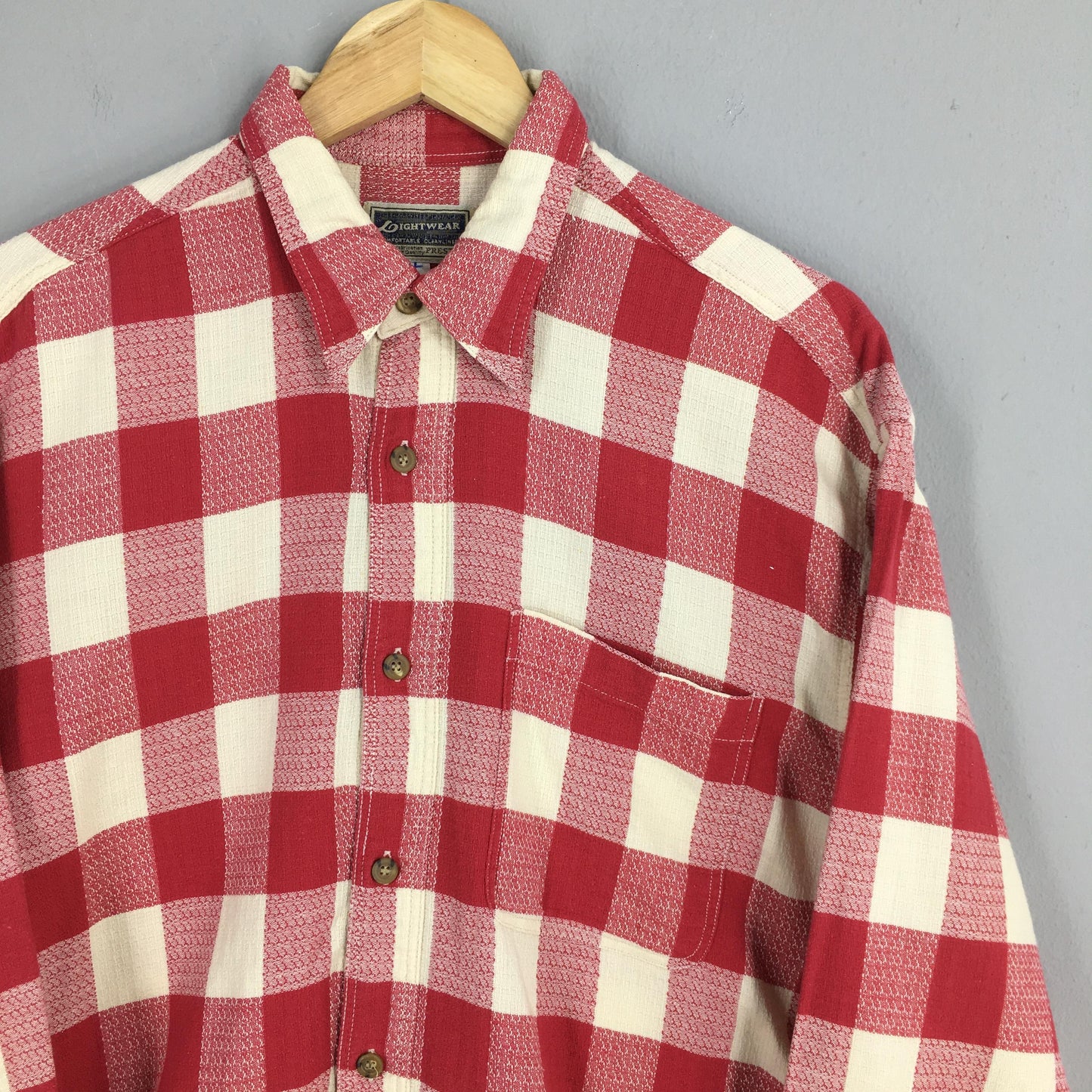 Tartan Checkered Red Western Shirt Large