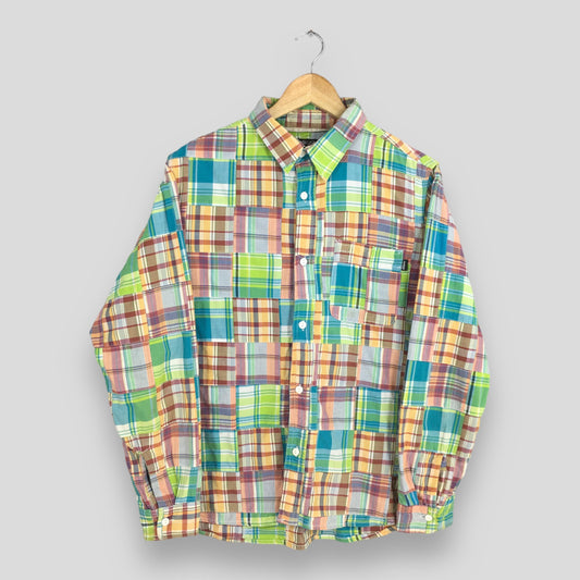 Stussy Patchwork Boro Checkered Flannel Shirt Large