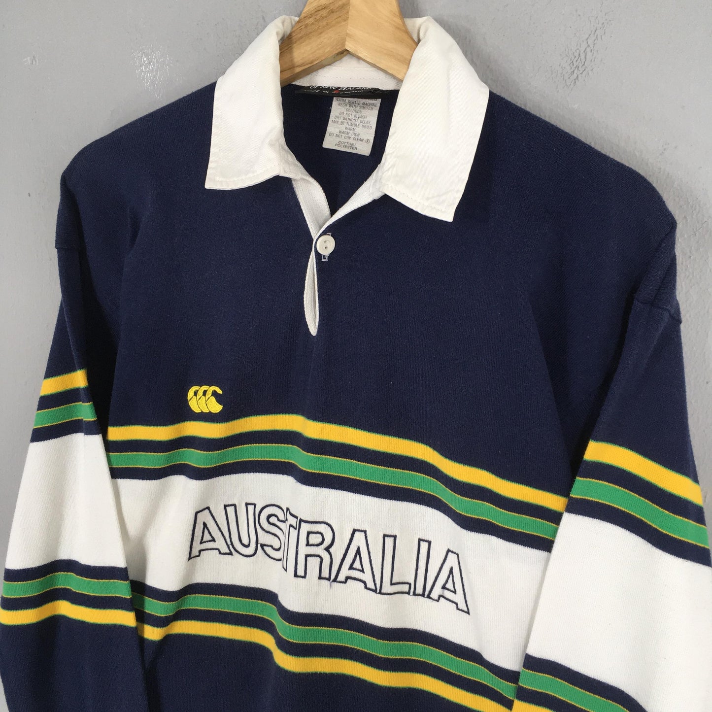 Canterbury Of New Zealand Australia Striped Rugby Polo Shirt Small