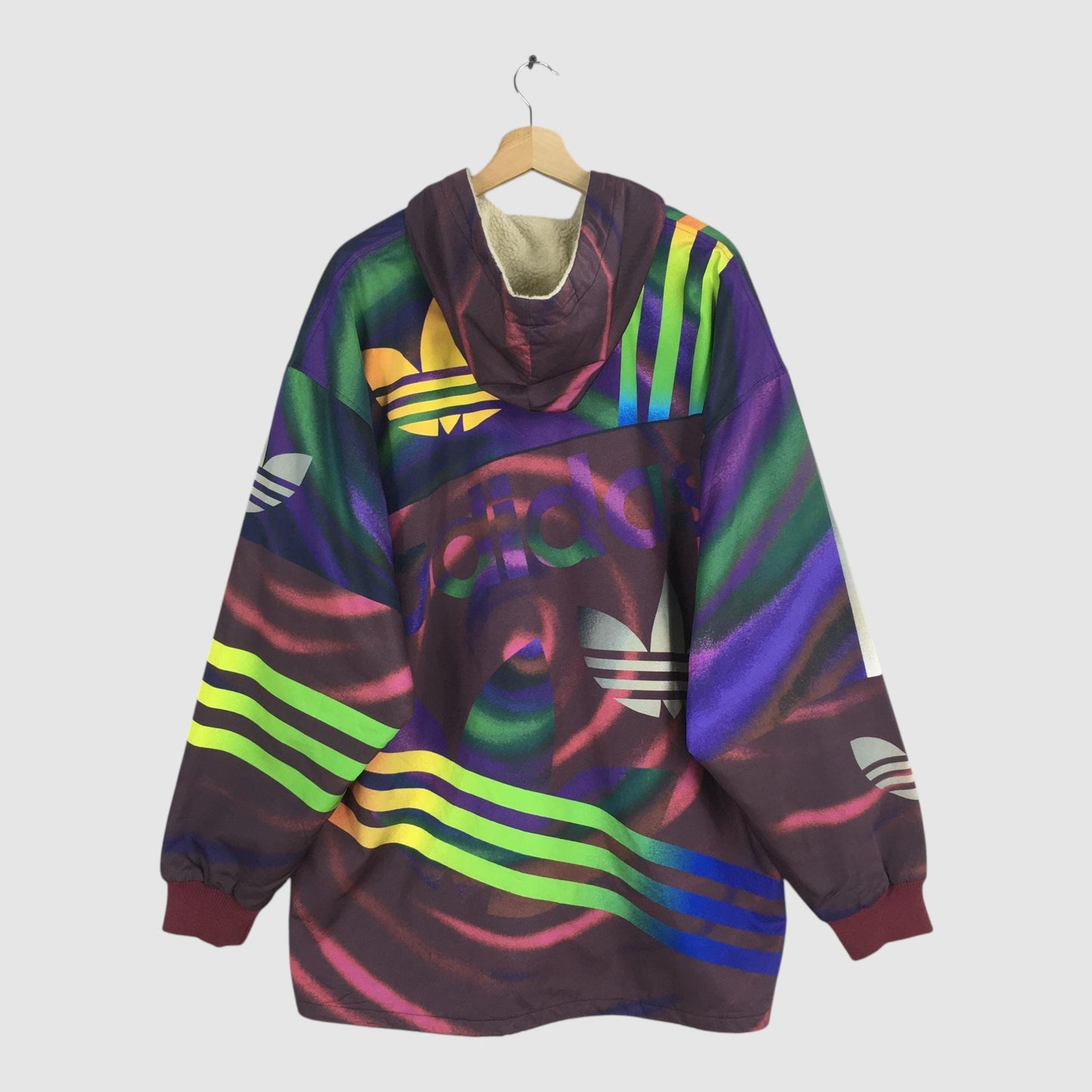 90s Adidas Trefoil Logo Multicolor Hoodie Jacket XLarge