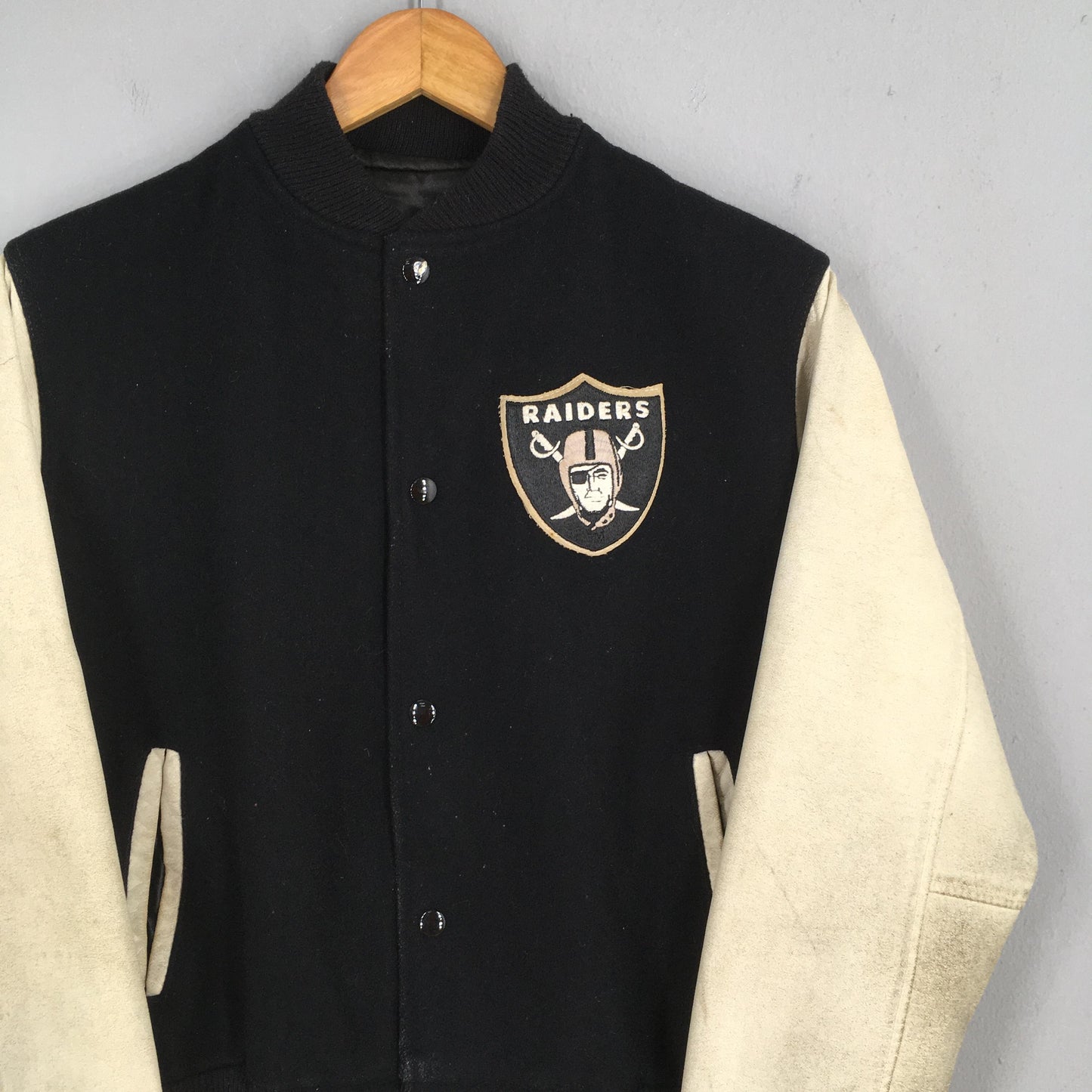 Oakland Raiders NFL Bomber Leather Jacket Small