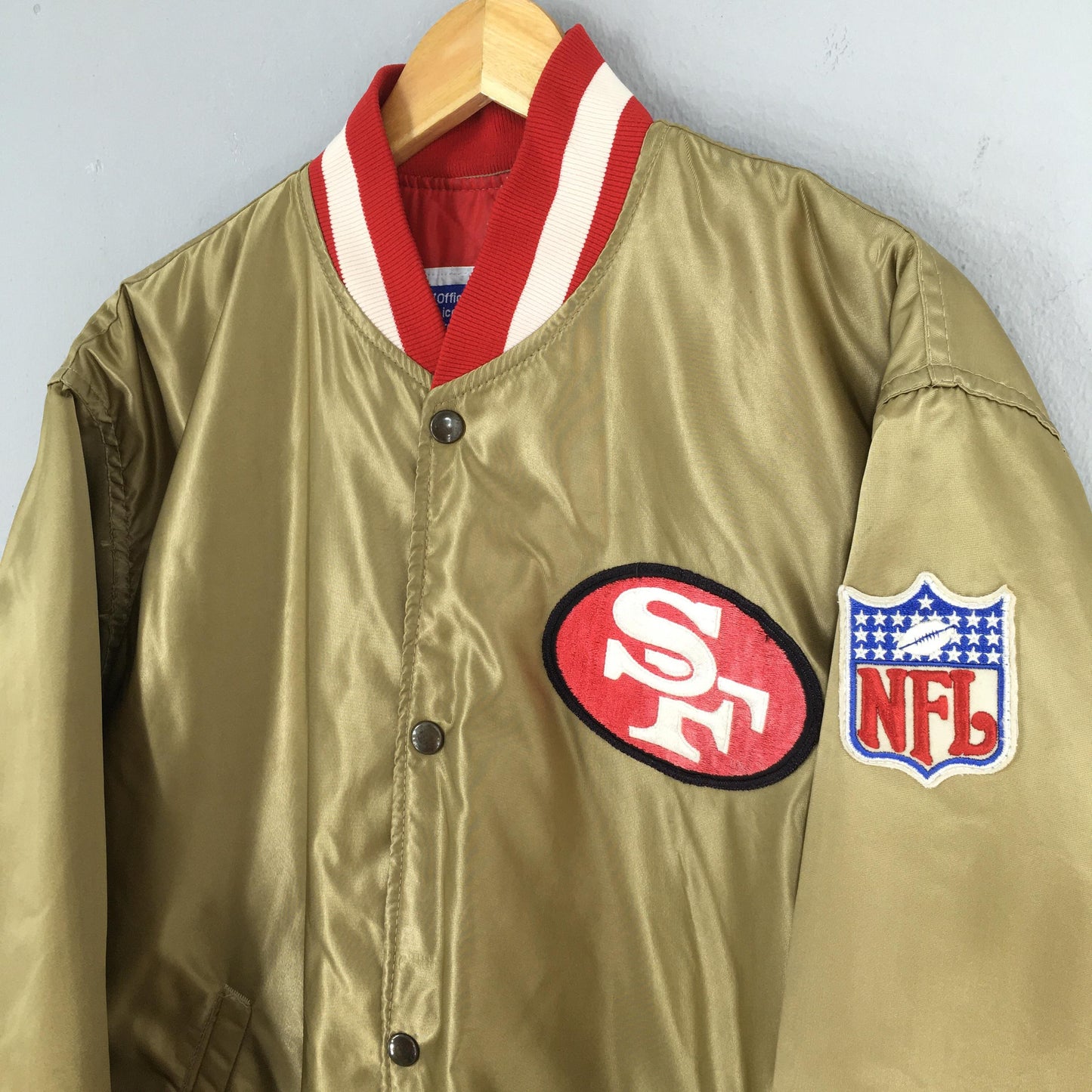 San Francisco 49ers NFL Gold Satin Jacket XLarge