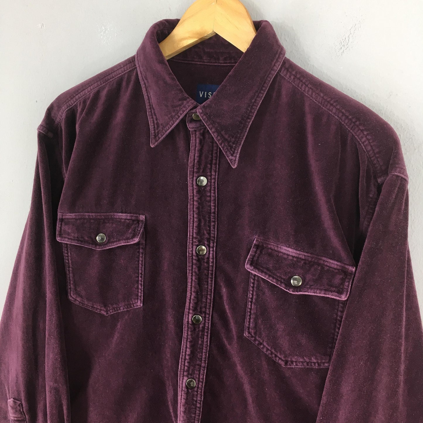 Visby Plain Purple Velvet Shirt Large