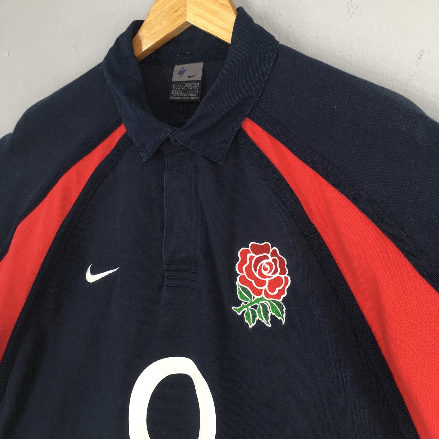 Nike O2 England Rugby Jersey Black Polo Rugby Shirt Large