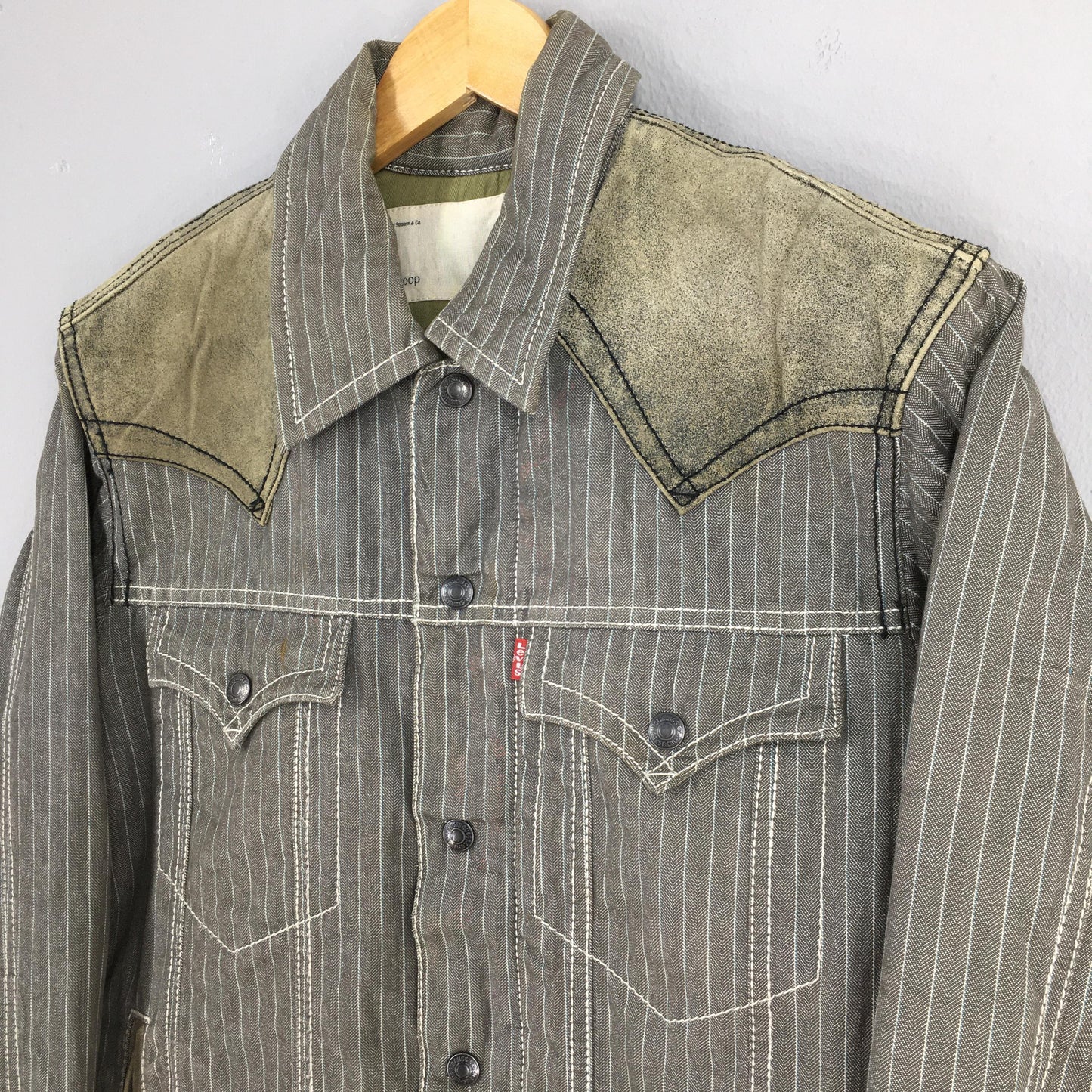 Levis Redloop Striped Patch Leather Jacket Medium