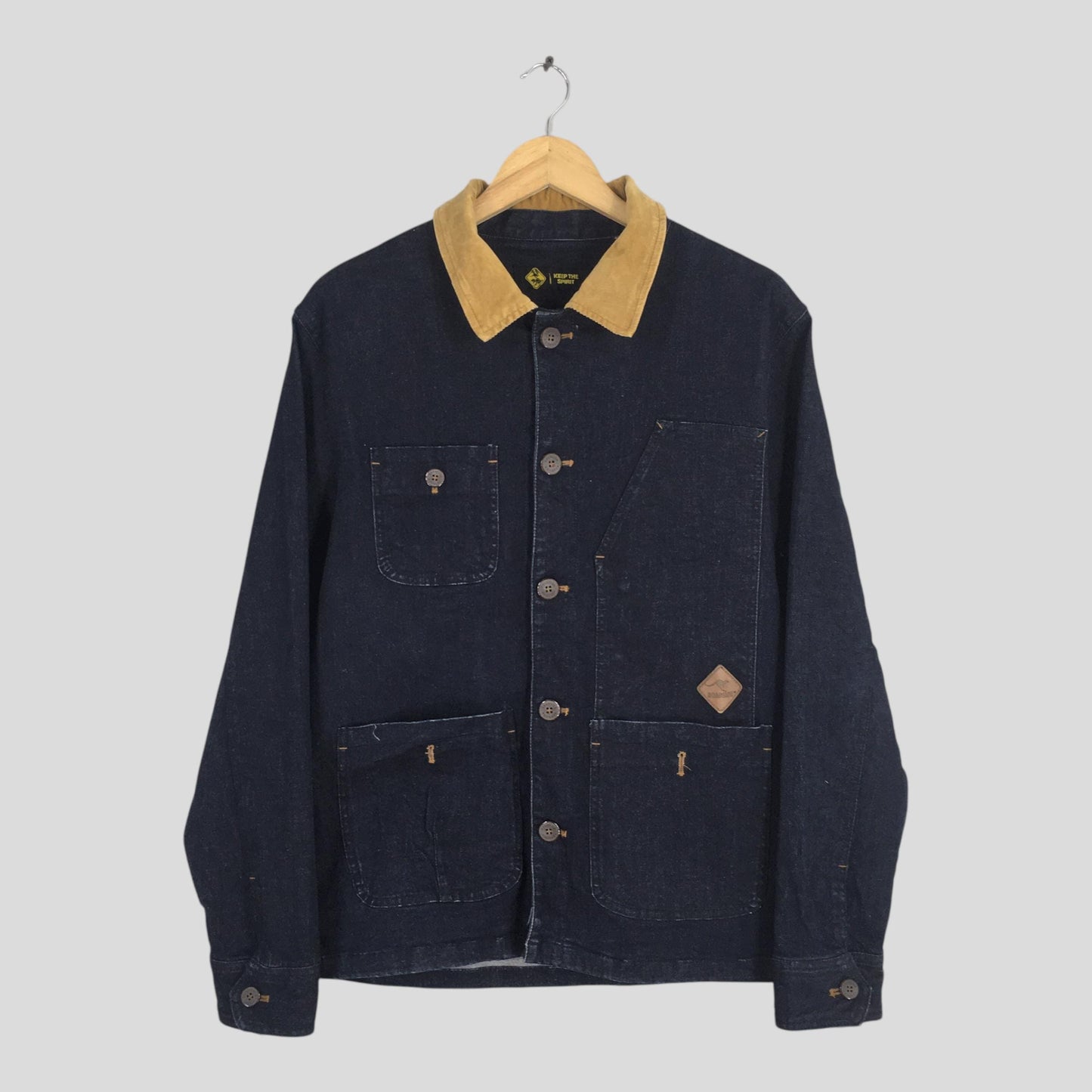 Indigo Blue Denim Workers Barn Field Jacket Large