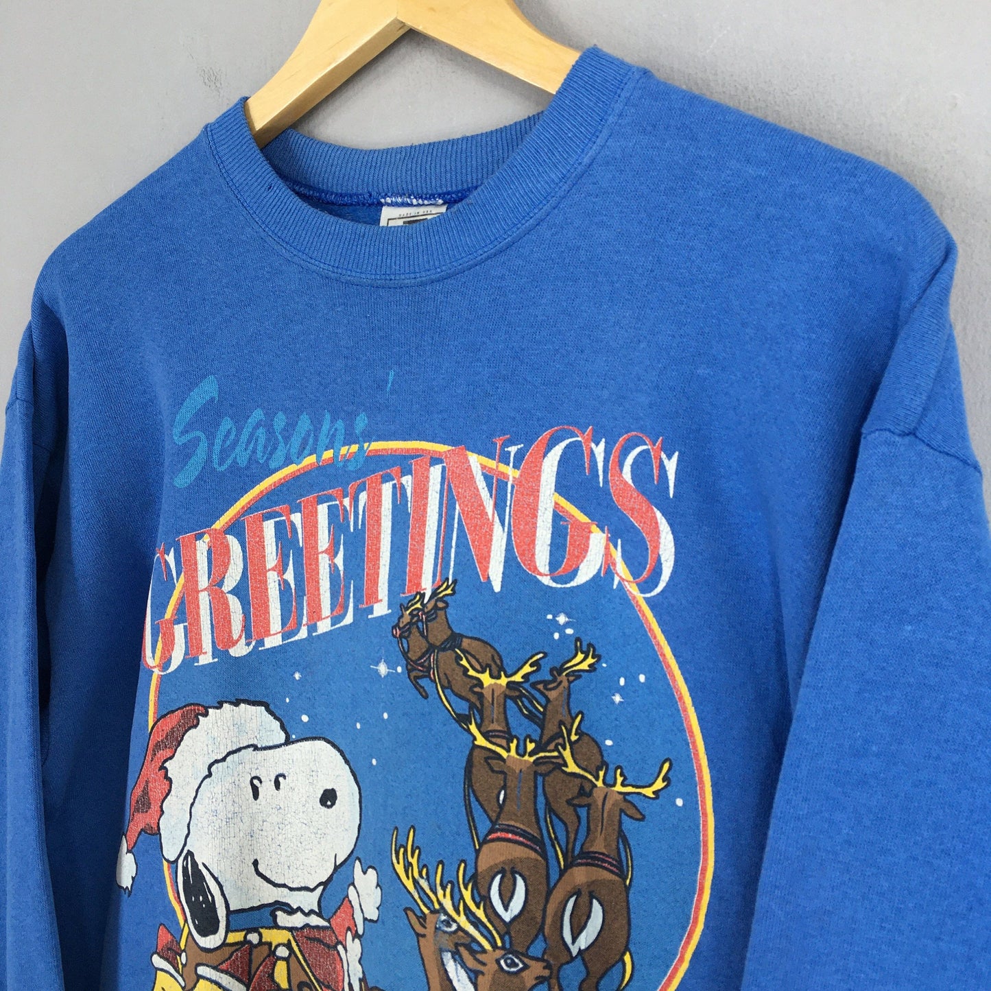 Peanuts Snoopy Christmas Blue Sweatshirt Medium