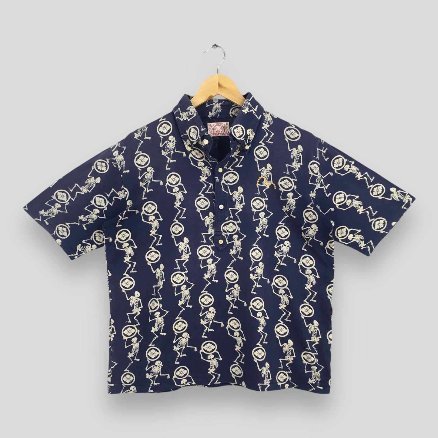 Evisu Jason Japan Blue Button Shirt Medium