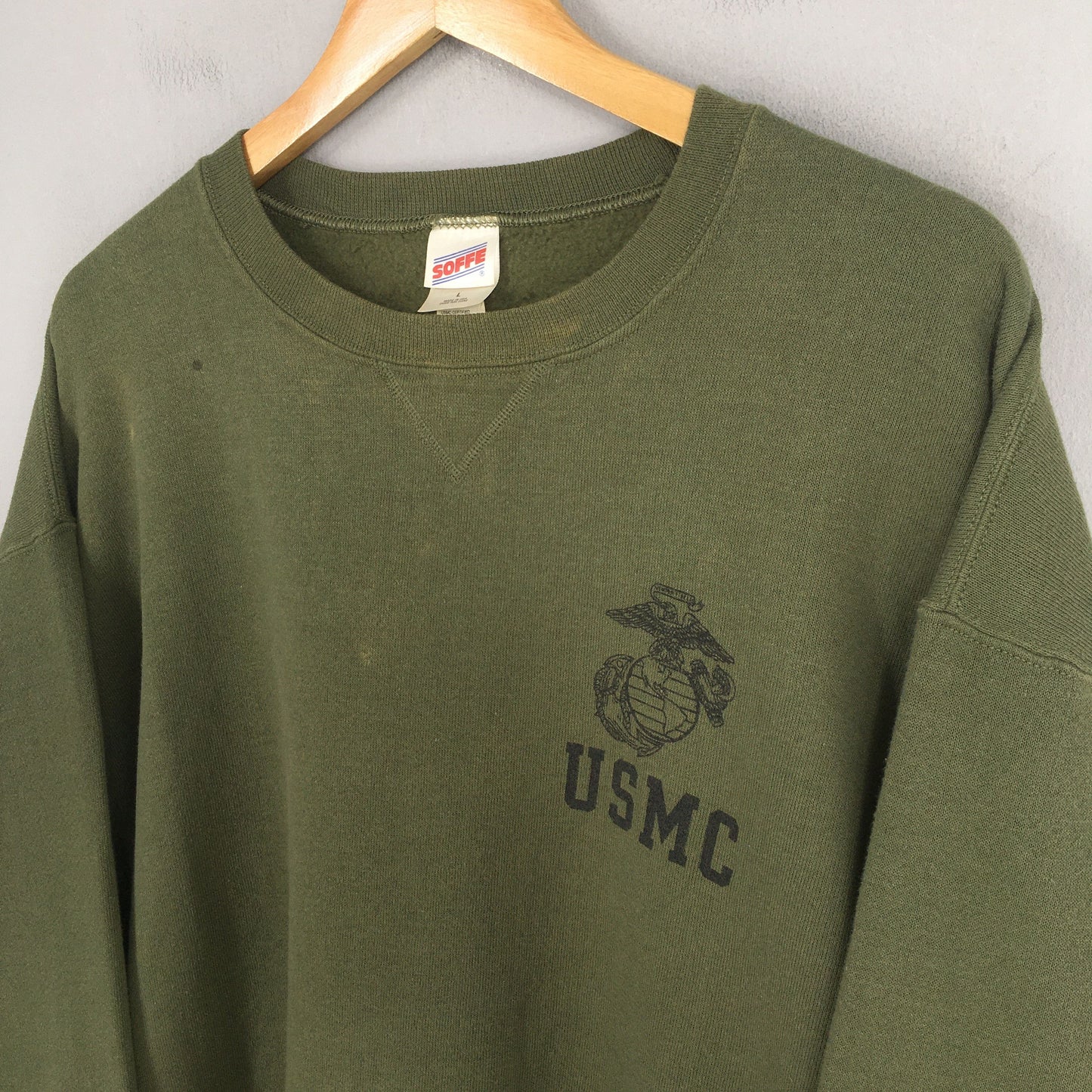 Usmc Marines Olive Green Sweatshirt Large