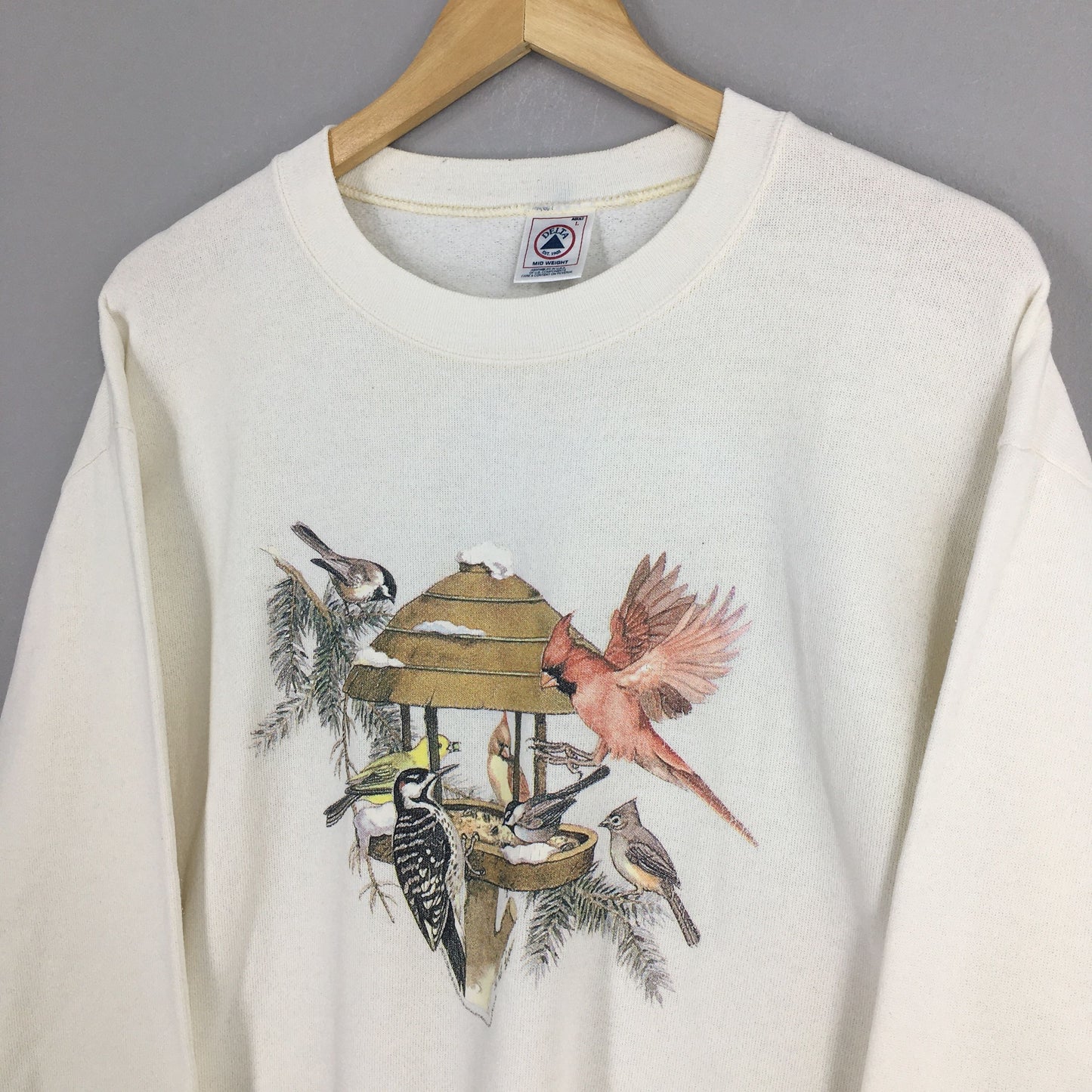 Cardinal Bird White Sweatshirt Large