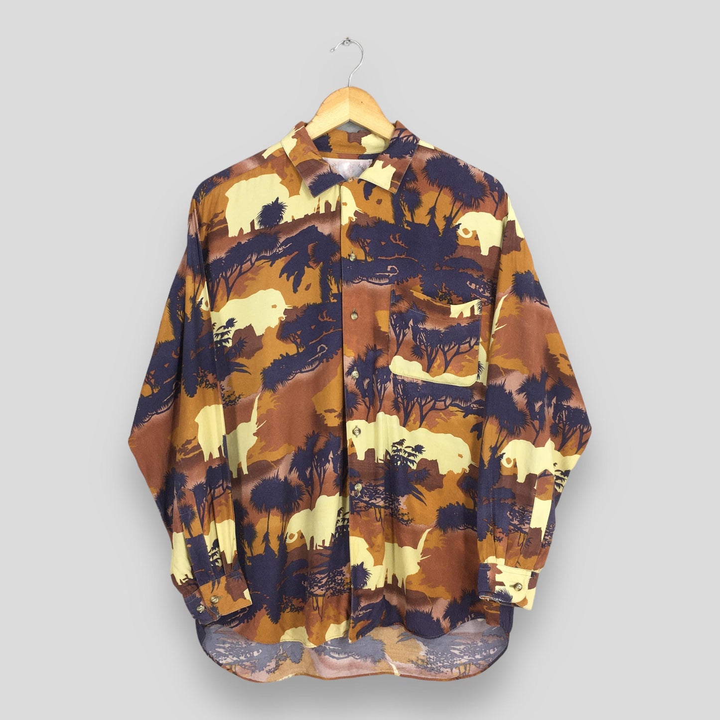 Jungle Abstract Rayon Shirt Large