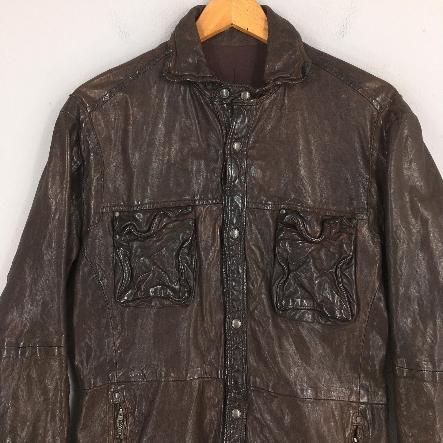 Japanese Designworks Sheepskin Brown Leather Jacket Medium
