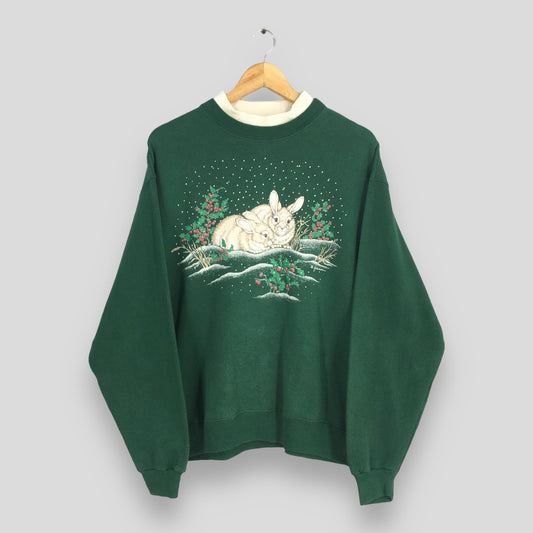 Vintage Morning Sun Bunny Rabbit Sweatshirt Large