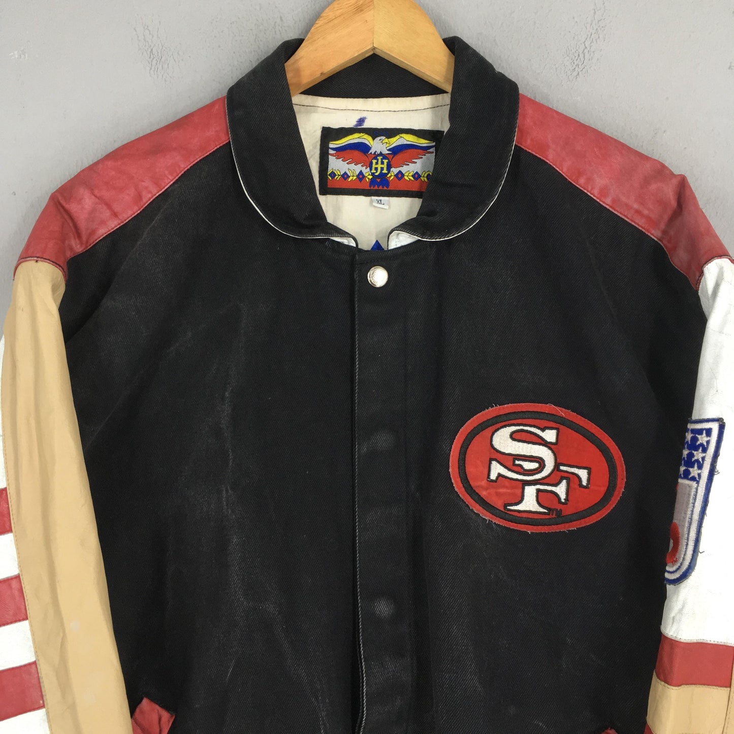 San Francisco 49ERS Jeff Hamilton Bomber Leather Jacket XLarge