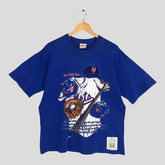 90s New York Mets MLB Blue T shirt Large
