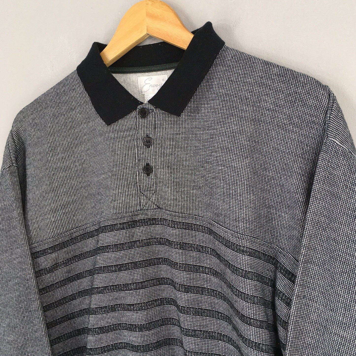 Envoy Usa Horizontal Stripes Polo Sweatshirt Large