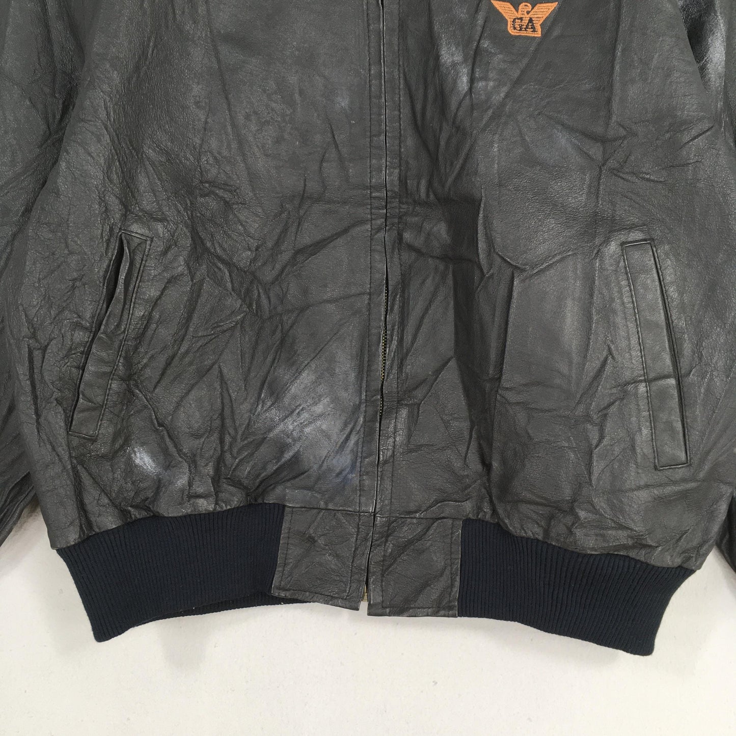 1990's GA Giorgio Armani Jeans Leather Black Jacket Large