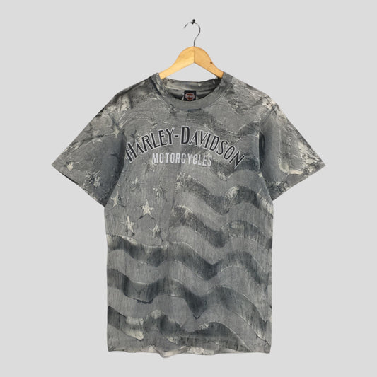 90s Harley Davidson American Flag Dyed T shirt Medium