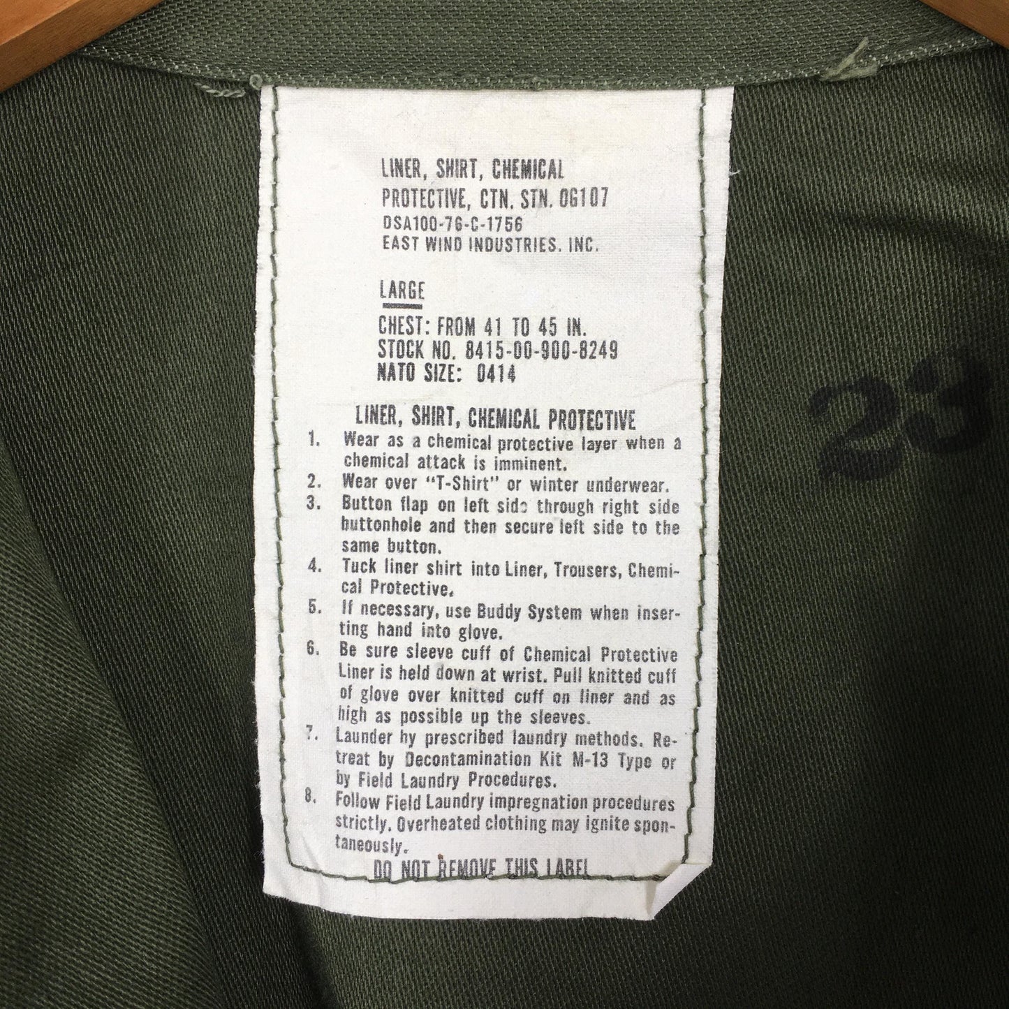 Gilles 1978 Patron Military Green Jacket Large