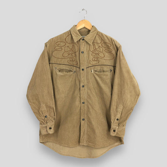 Western Brown Corduroy Shirt Medium