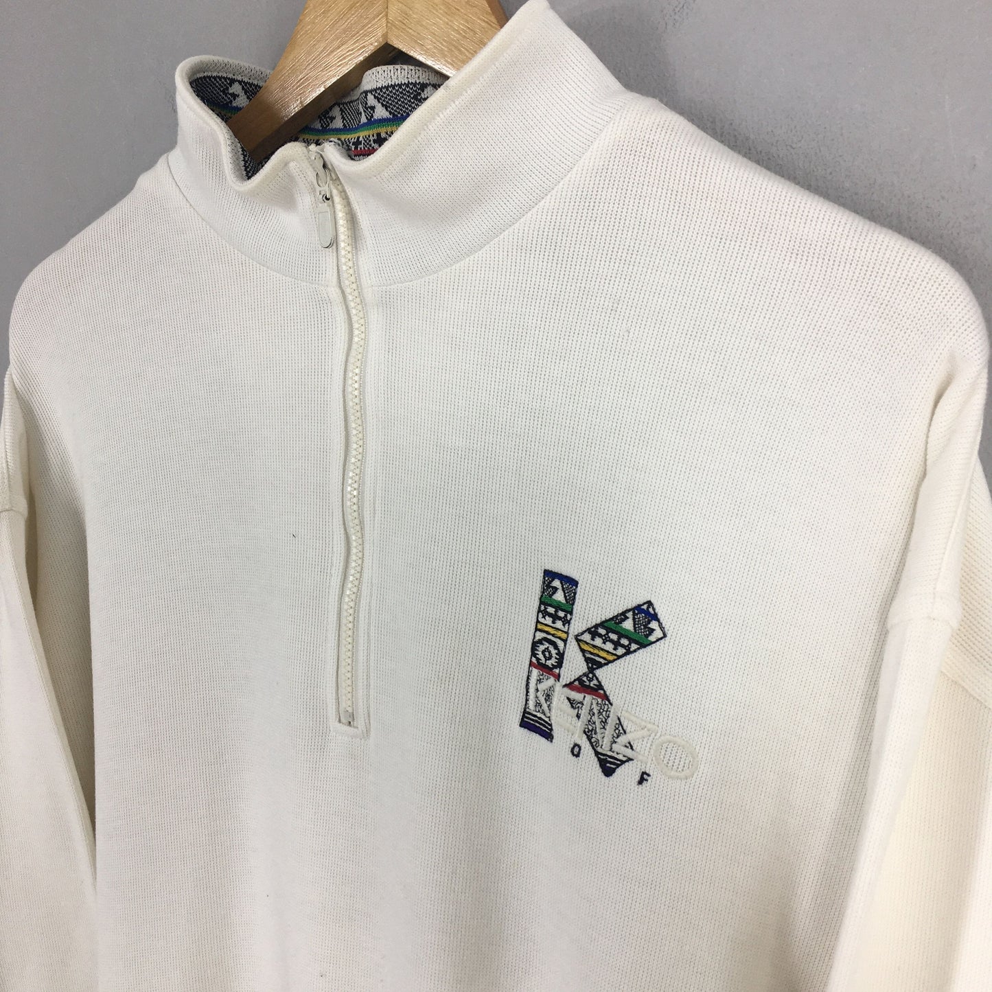 Kenzo Golf White Half Zip Sweater Large