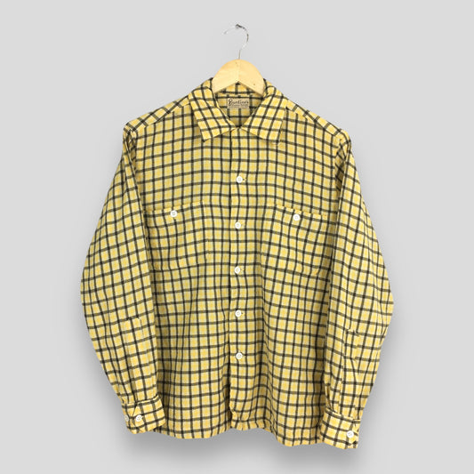 Burdine's Plaid Checkered Yellow Shirt Medium