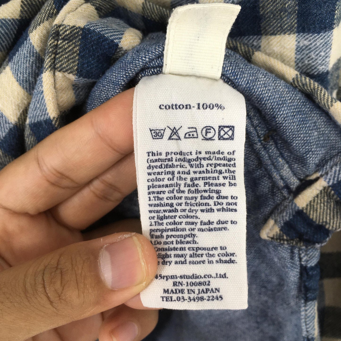 45 RPM Studio Blue Checkered Shirt Medium