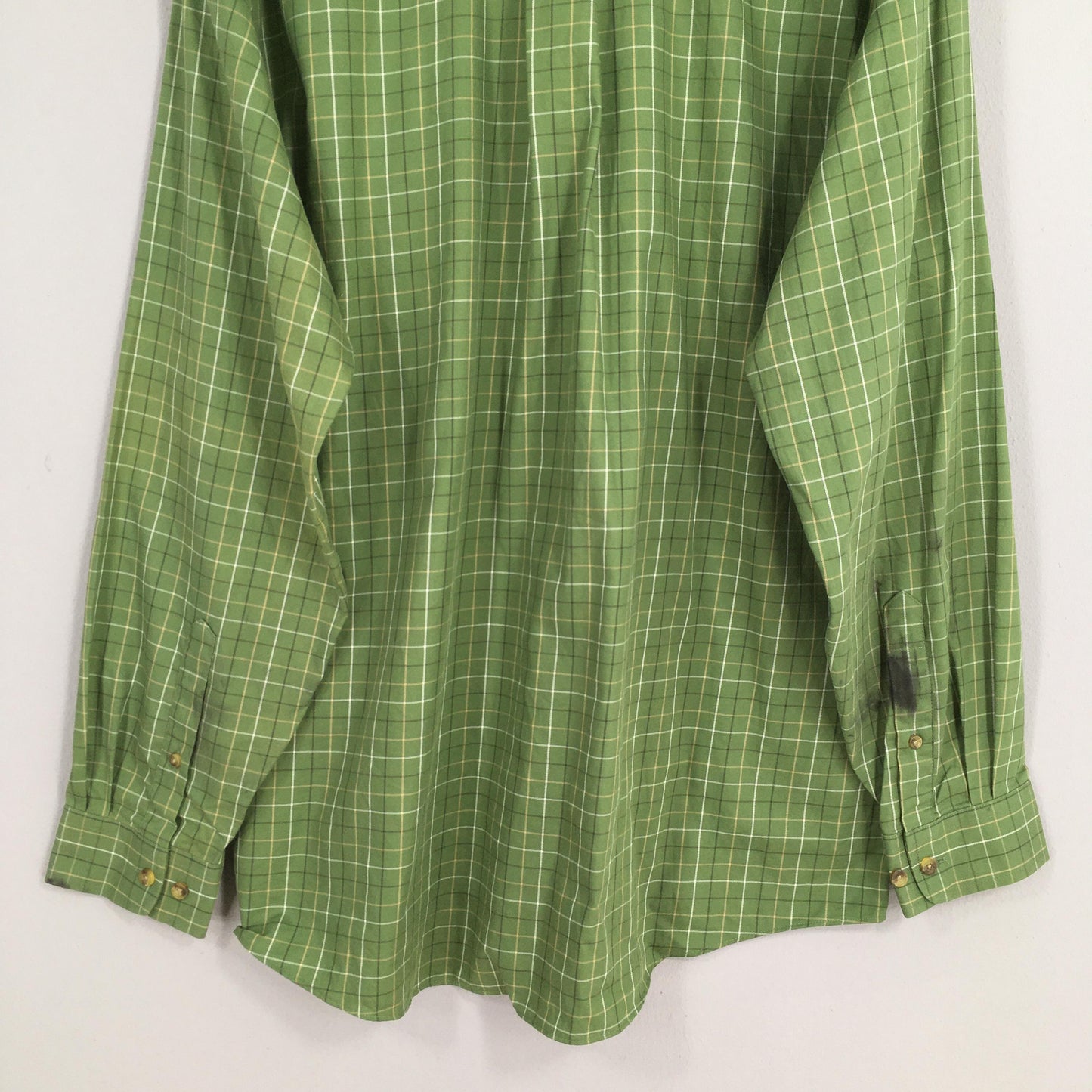 LL Bean Flannel Green Checkered Shirt Large