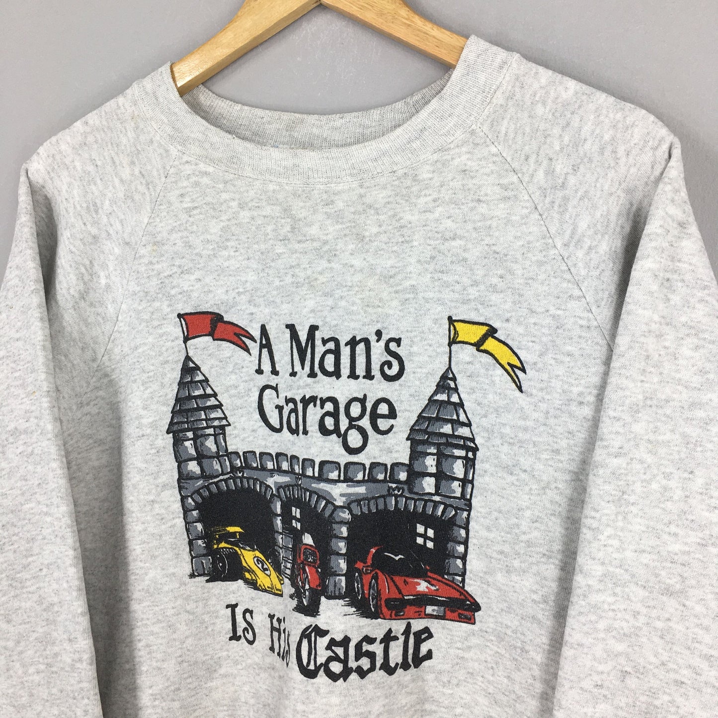 Motor Sports Man Garage Vehicles Gray Sweatshirt XL