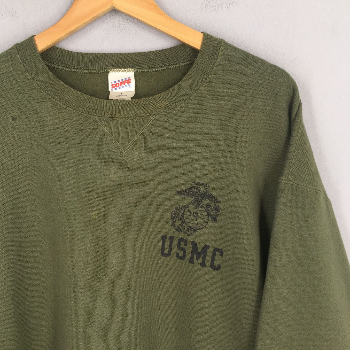 Usmc Marines Olive Green Sweatshirt Large