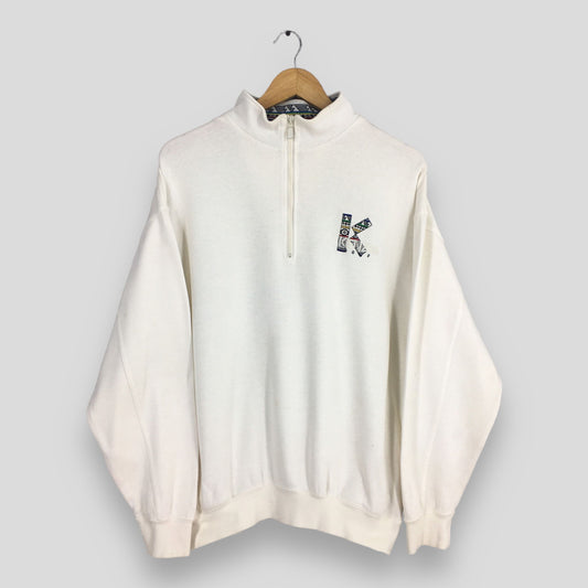 Kenzo Golf White Half Zip Sweater Large