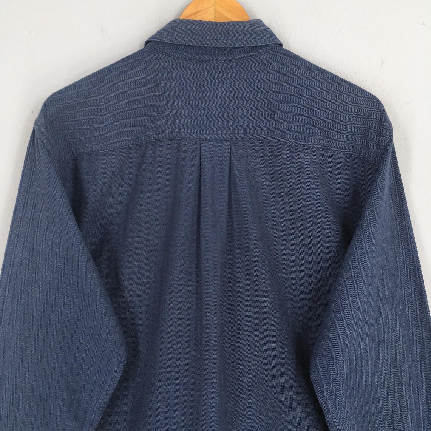 LL Bean Blue Striped Flannel Shirt Medium