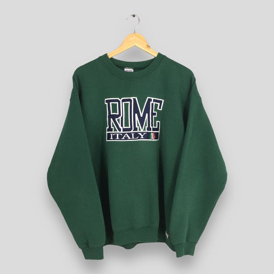 Rome Italy Embroidered Pullover Crewneck Large