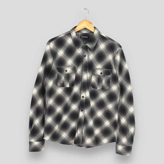 Semantic Design Plaid Shadow Tartan Checkered Flannel Shirt Large