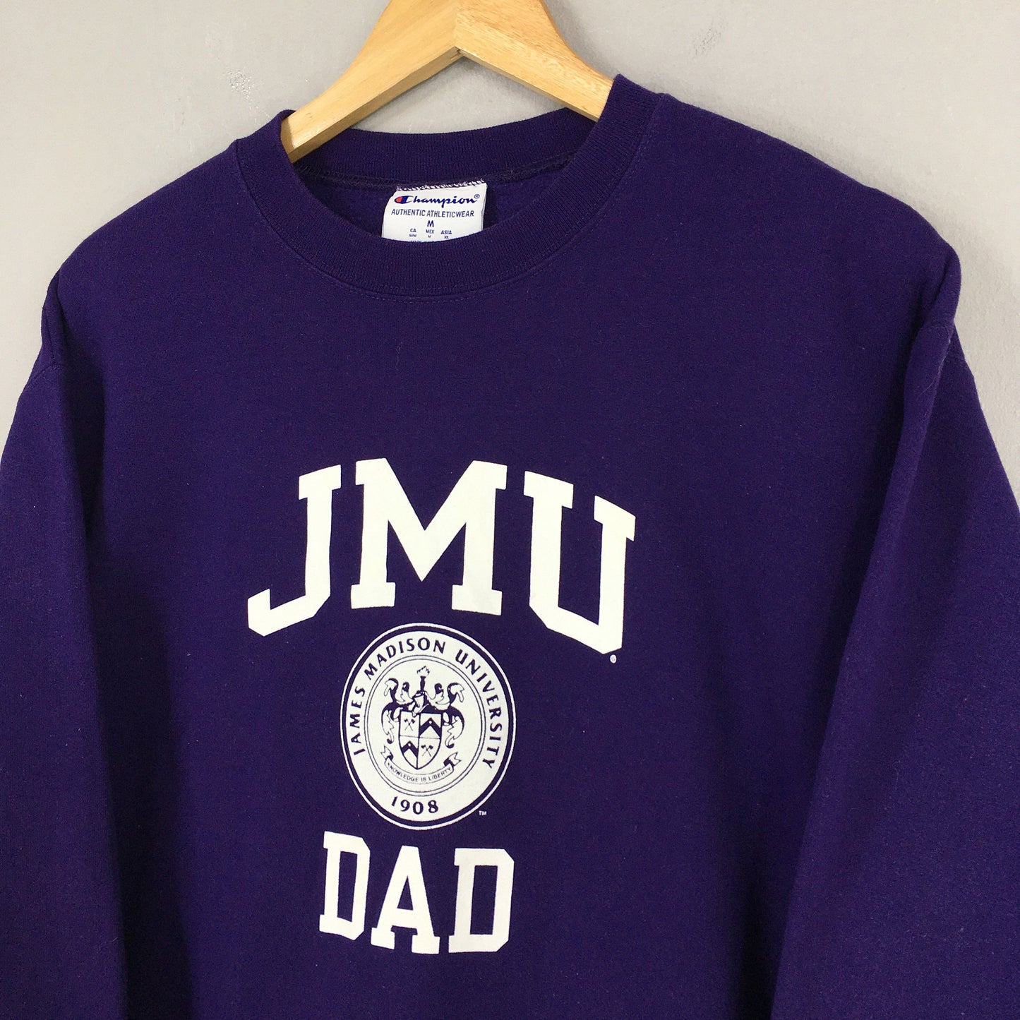 Champion James Madison JMU DAD Purple Sweatshirt Medium